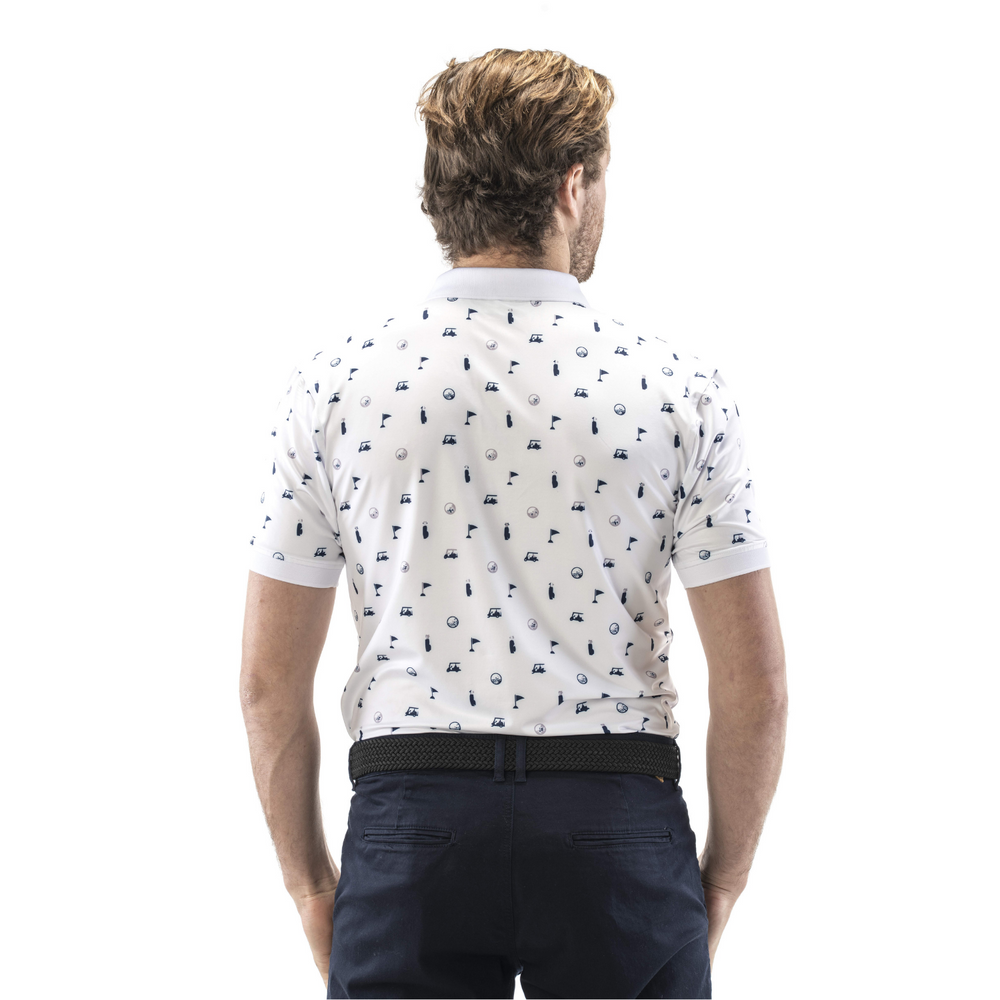 White and Blue Unique Golf Polo Shirt