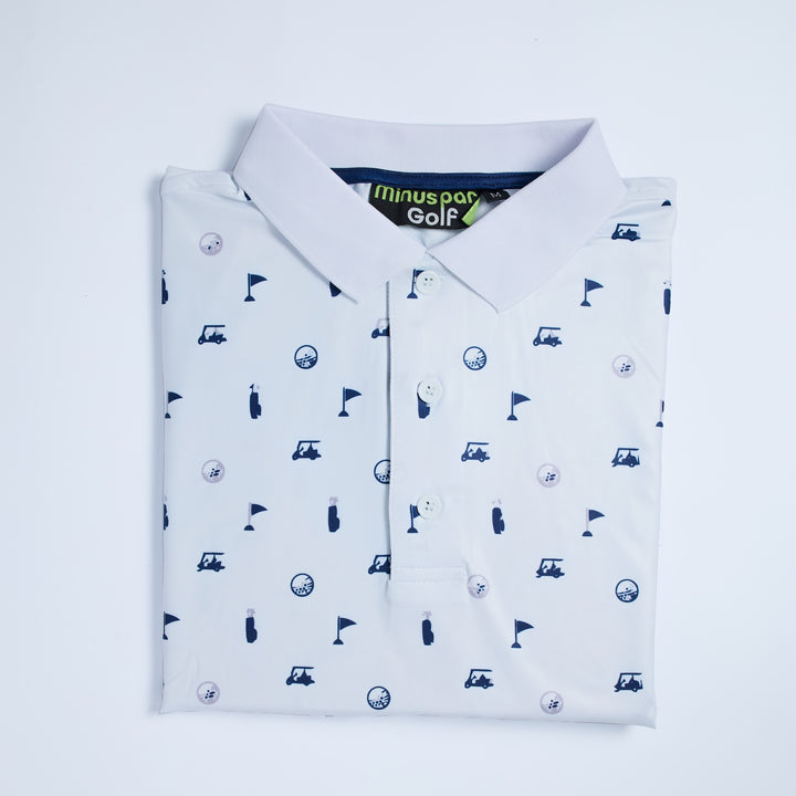 Golf Polo Shirt- Mens Flag Polo Blue/White