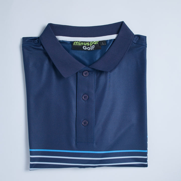 Golf Polo Shirt- Blue Chest Stripe Polo