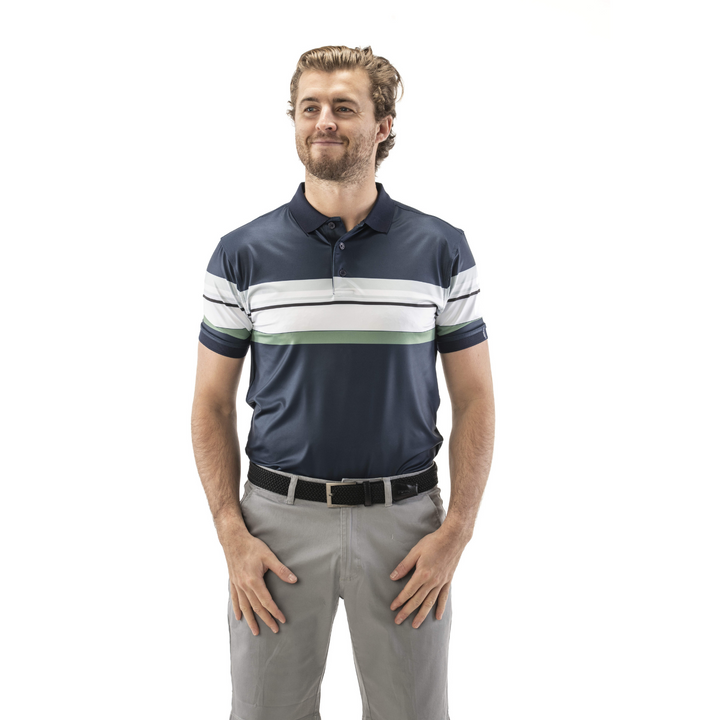 Blue stripe Golf Polo Shirt.