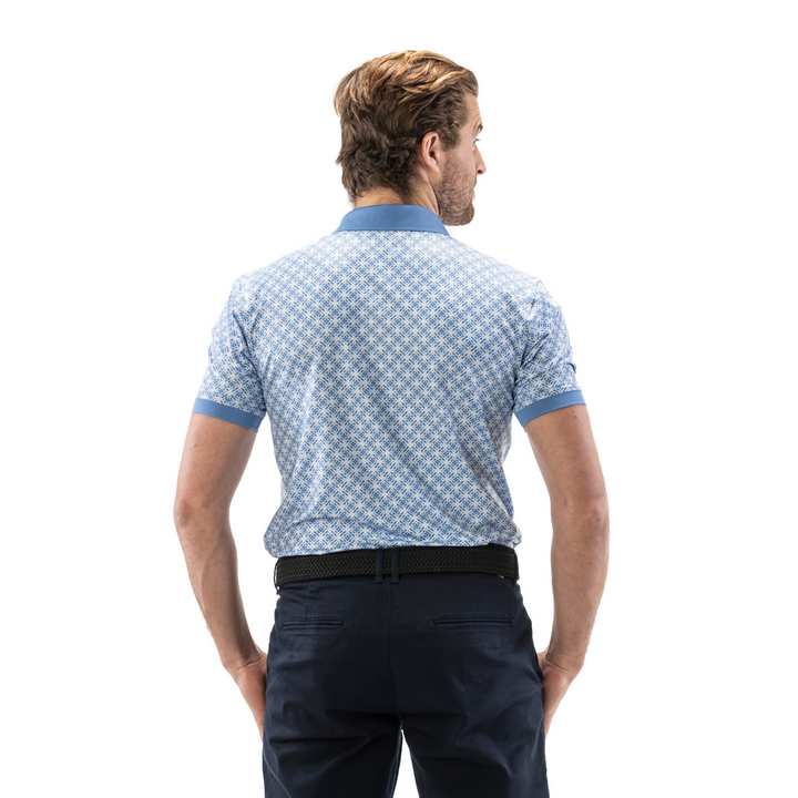 Golf Polo Shirt- Blue And White Pattern